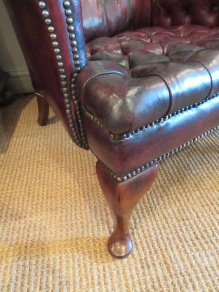 Antique Leather Chesterfield Wing Armchair - Image 4