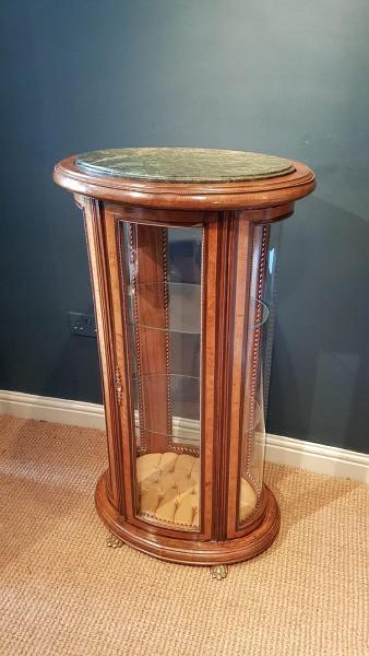 Victorian Inlaid Walnut Oval Display Case - Image 1