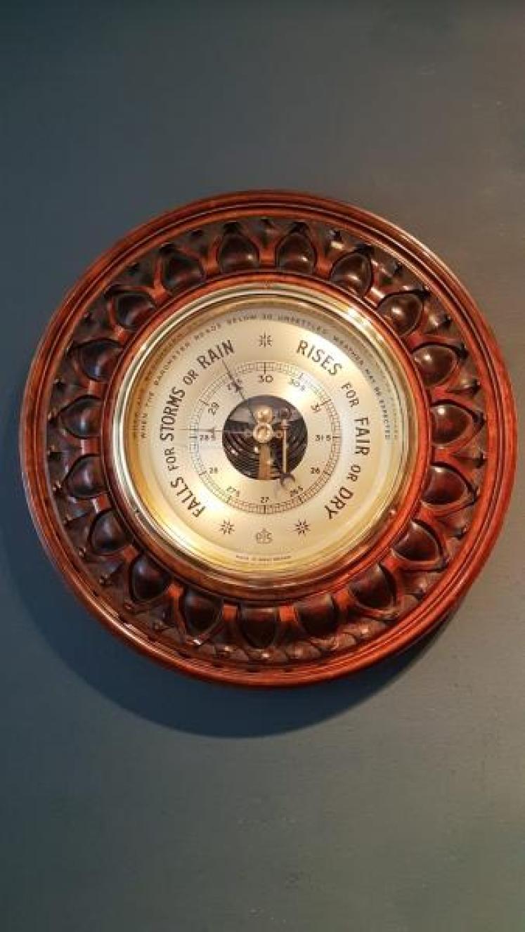 Superb Victorian Carved Mahogany Wheel Barometer - Image 1