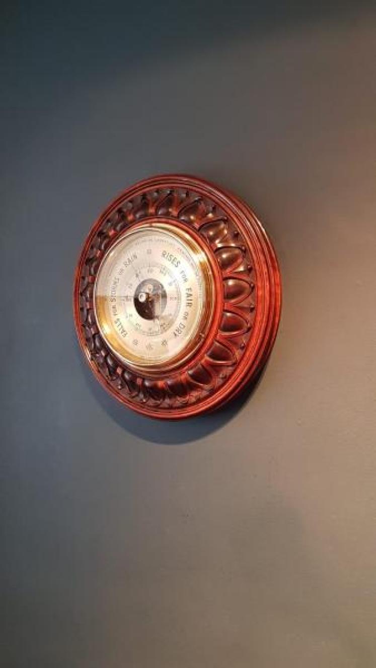 Superb Victorian Carved Mahogany Wheel Barometer - Image 2