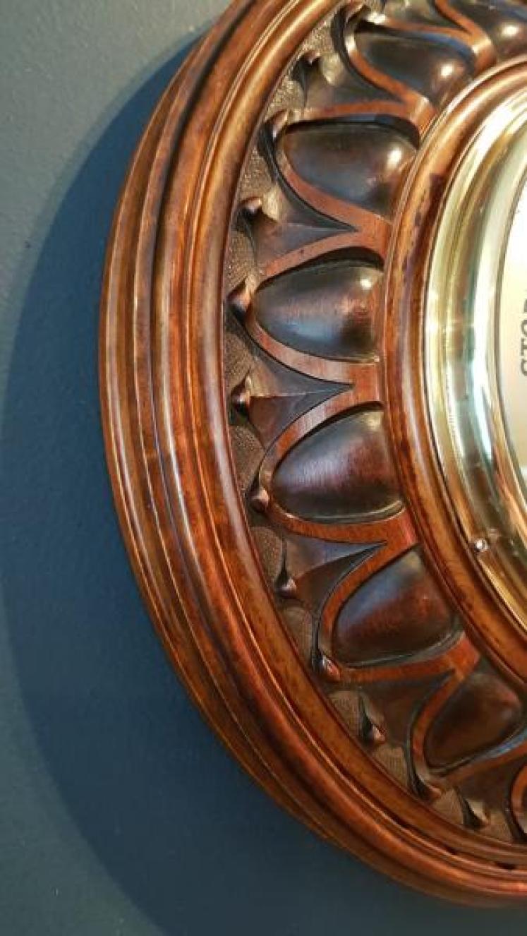 Superb Victorian Carved Mahogany Wheel Barometer - Image 4