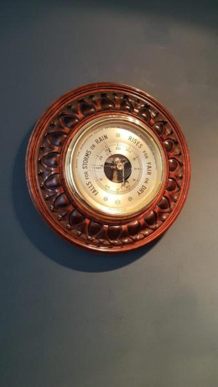 Superb Victorian Carved Mahogany Wheel Barometer - Image 5