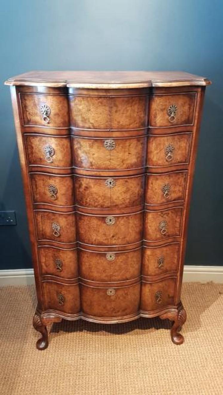 Fine 19th Century Burr Walnut Tallboy - Image 1