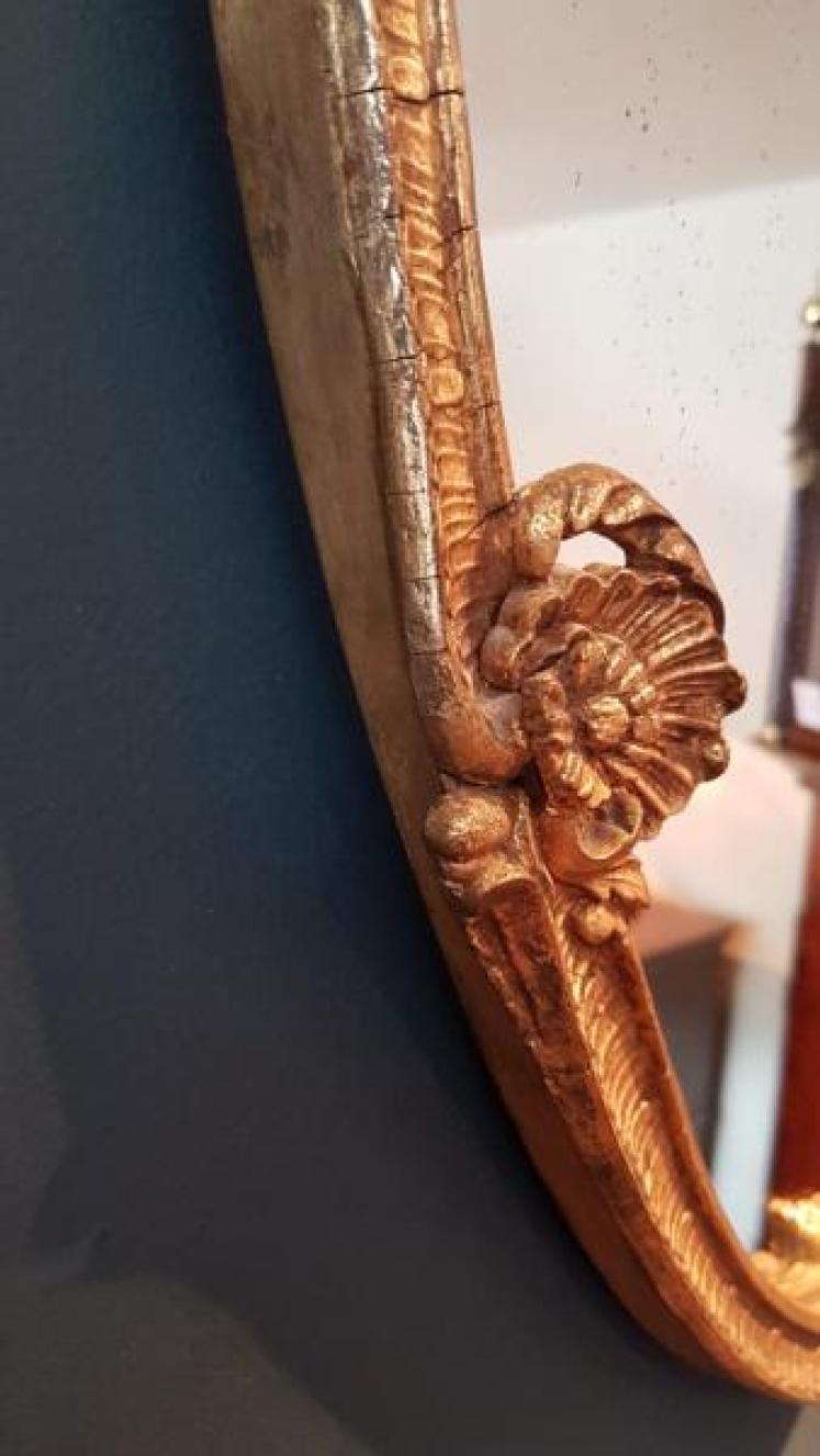 Antique Plaster Gilt Shield Shaped Mirror - Image 3