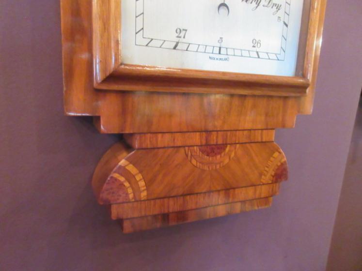 Superb Art Deco Figured Walnut Inlaid Banjo Barometer - Image 6