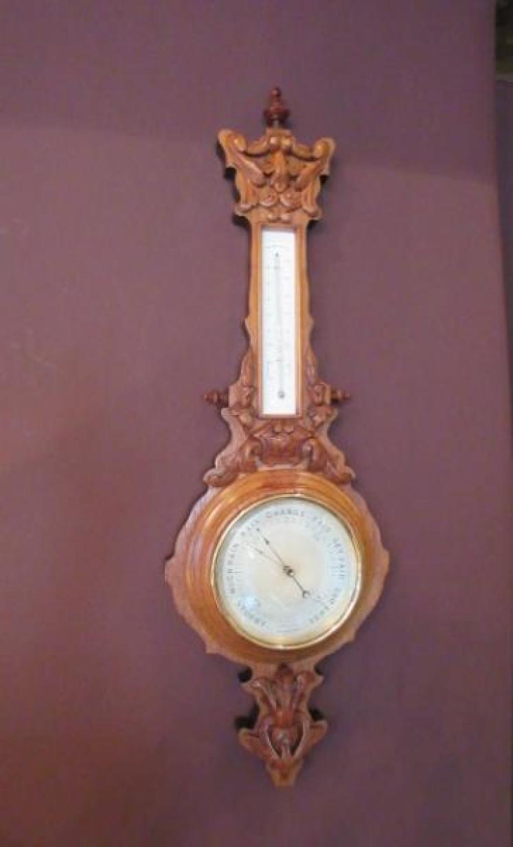 Small Mid Victorian Rosewood Banjo Barometer - Image 1