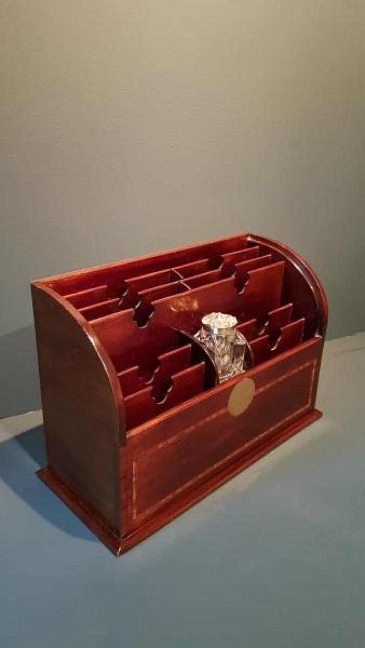 Late Victorian Inlaid Letter Rack & Inkwell - Image 2