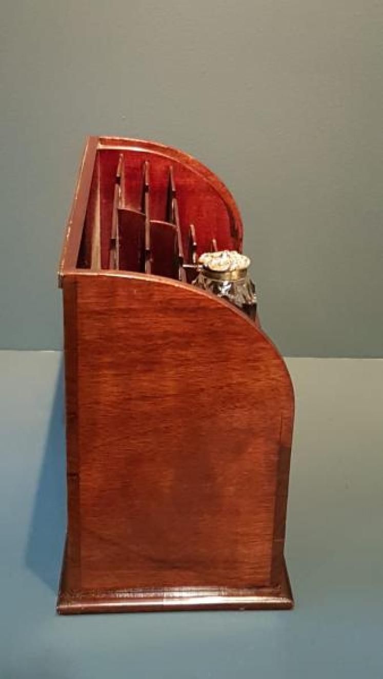 Late Victorian Inlaid Letter Rack & Inkwell - Image 3