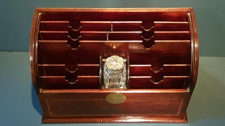 Late Victorian Inlaid Letter Rack & Inkwell - Image 5