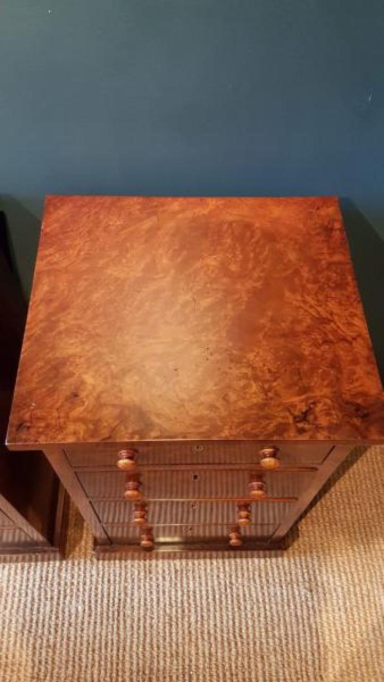 Pair of Matching Victorian Burr Walnut Bedside Cabinets - Image 4