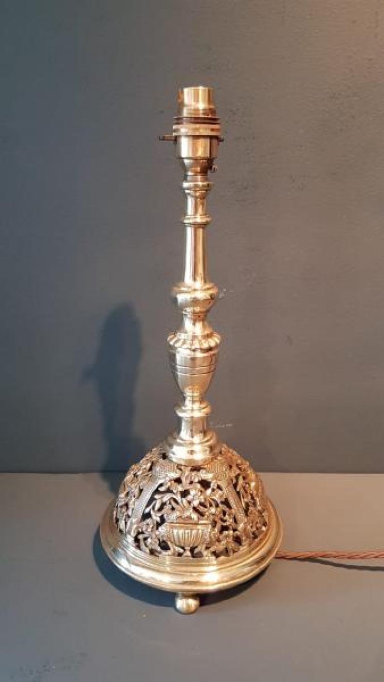 Victorian Cast Brass Lamp Base - Image 1