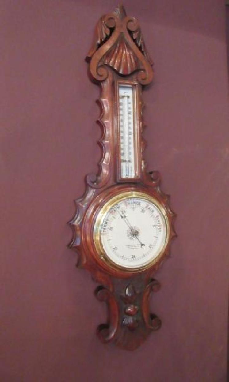 Superb Mid Victorian Mahogany Banjo Barometer - Image 1