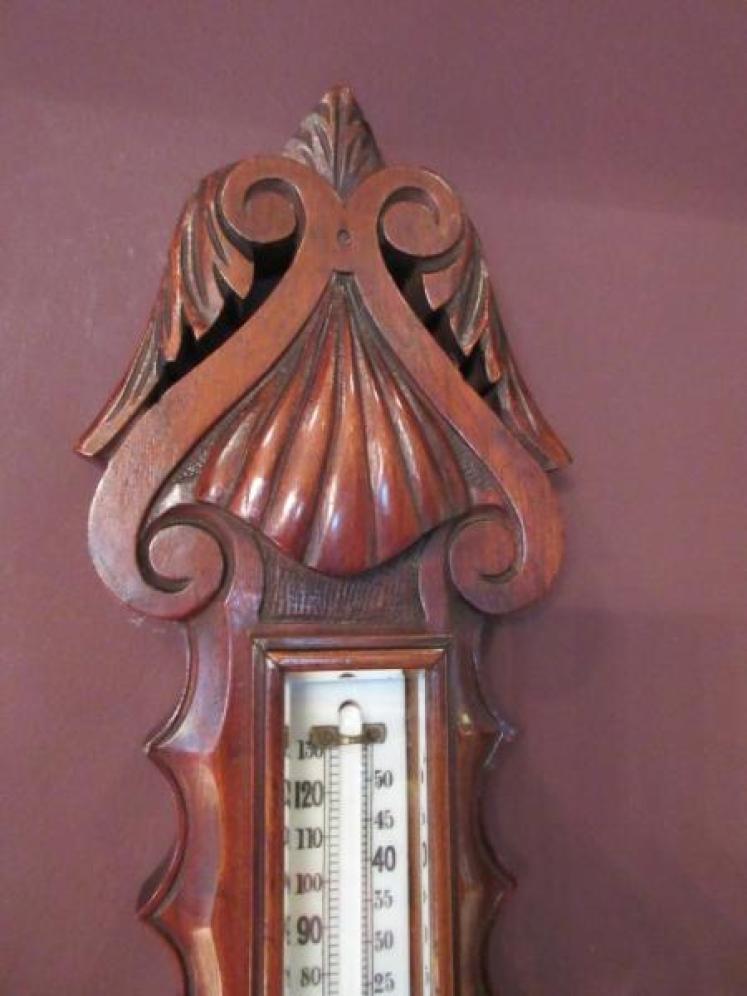 Superb Mid Victorian Mahogany Banjo Barometer - Image 7