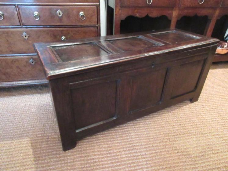 George I Period Oak Six Plank Coffer - Image 7