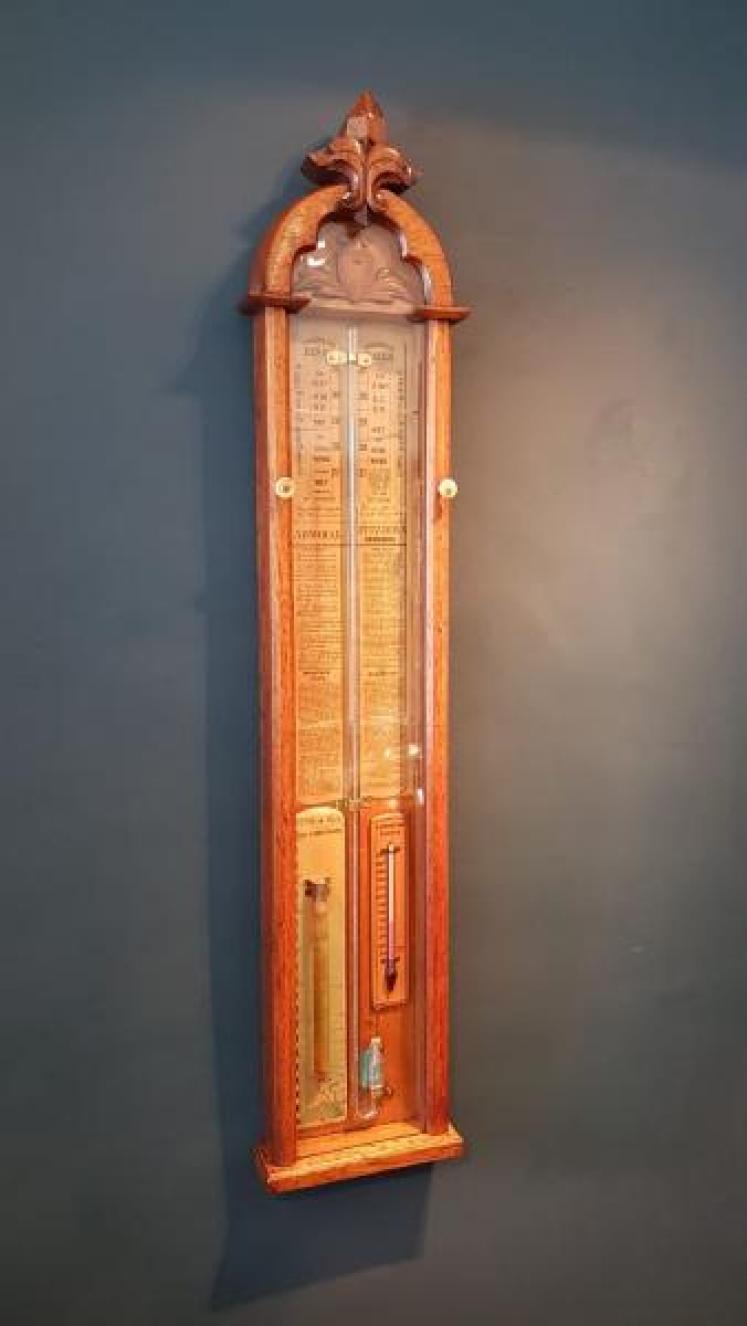 Victorian Oak Cased Admiral Fitzroys Barometer - Image 2