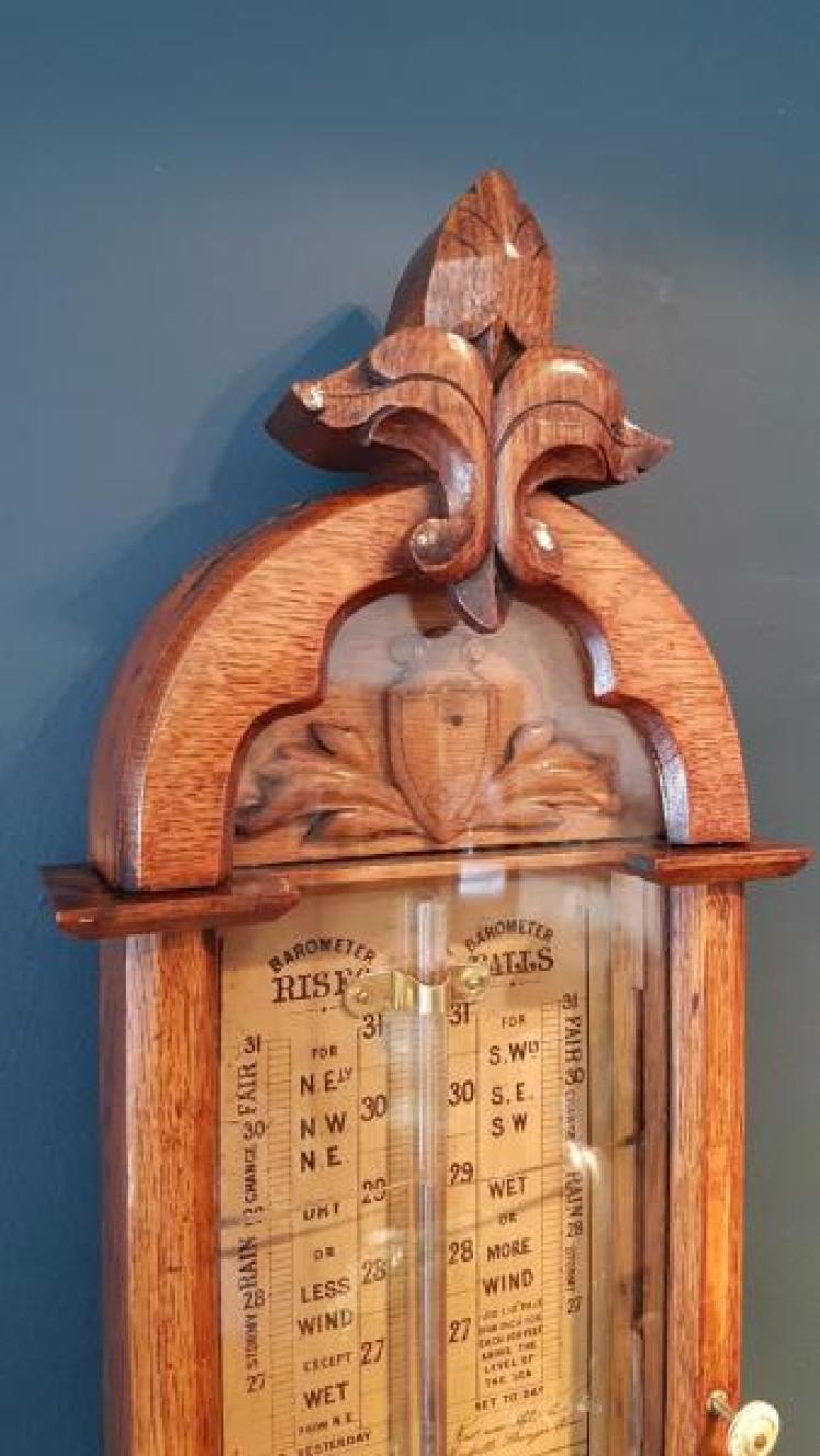 Victorian Oak Cased Admiral Fitzroys Barometer - Image 3