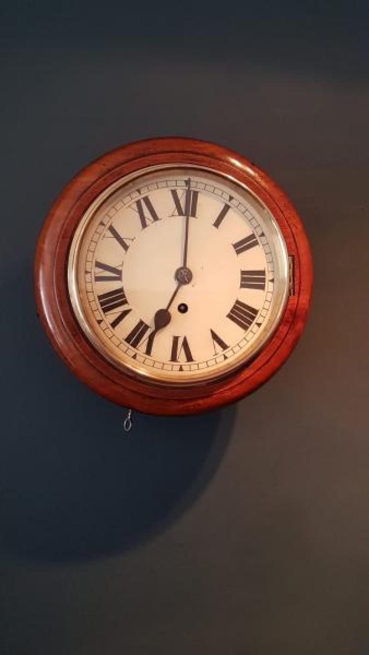 Antique Mahogany 8" Fusee Dial Clock - Image 1