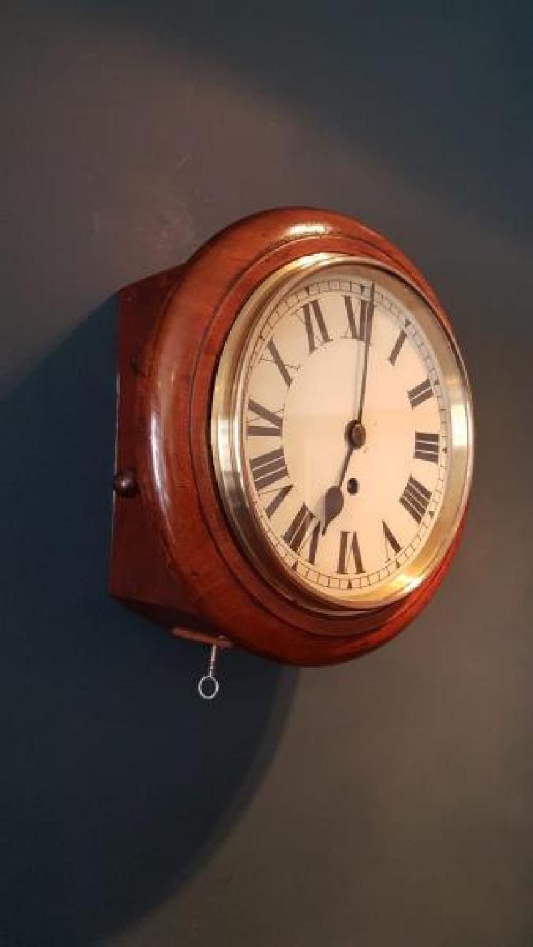 Antique Mahogany 8" Fusee Dial Clock - Image 2