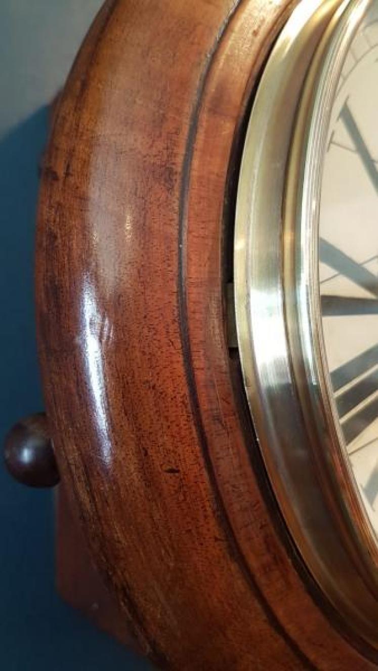 Antique Mahogany 8" Fusee Dial Clock - Image 4