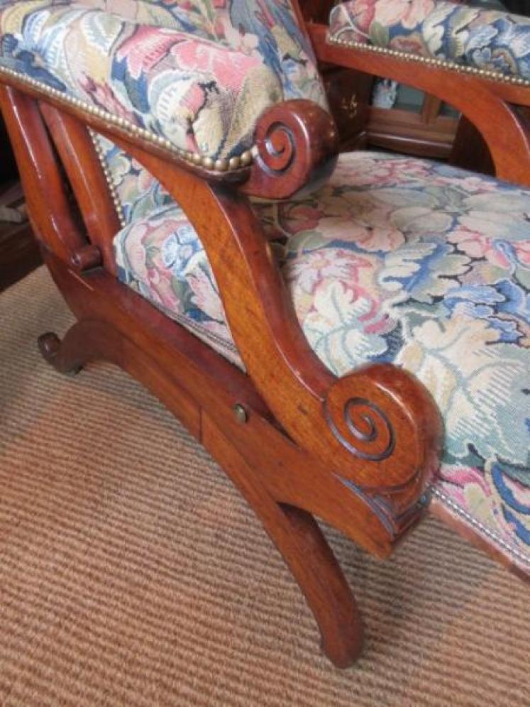 Mid Victorian Walnut Upholstered Reclining Armchair - Image 3
