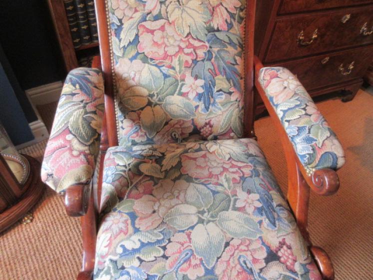 Mid Victorian Walnut Upholstered Reclining Armchair - Image 5