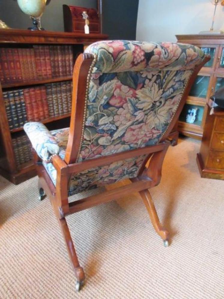Mid Victorian Walnut Upholstered Reclining Armchair - Image 6