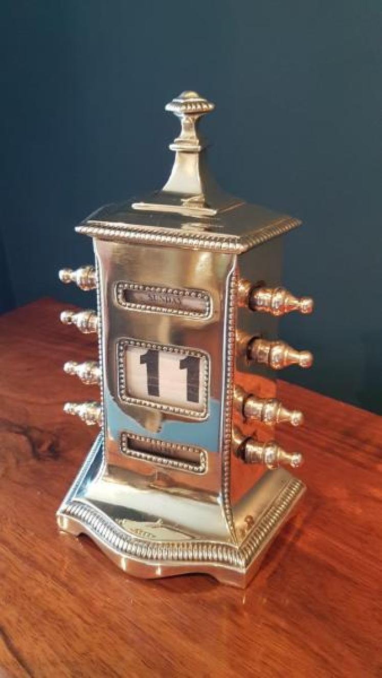 Superb Antique Brass Perpetual Desk Calendar by Tonks - Image 1
