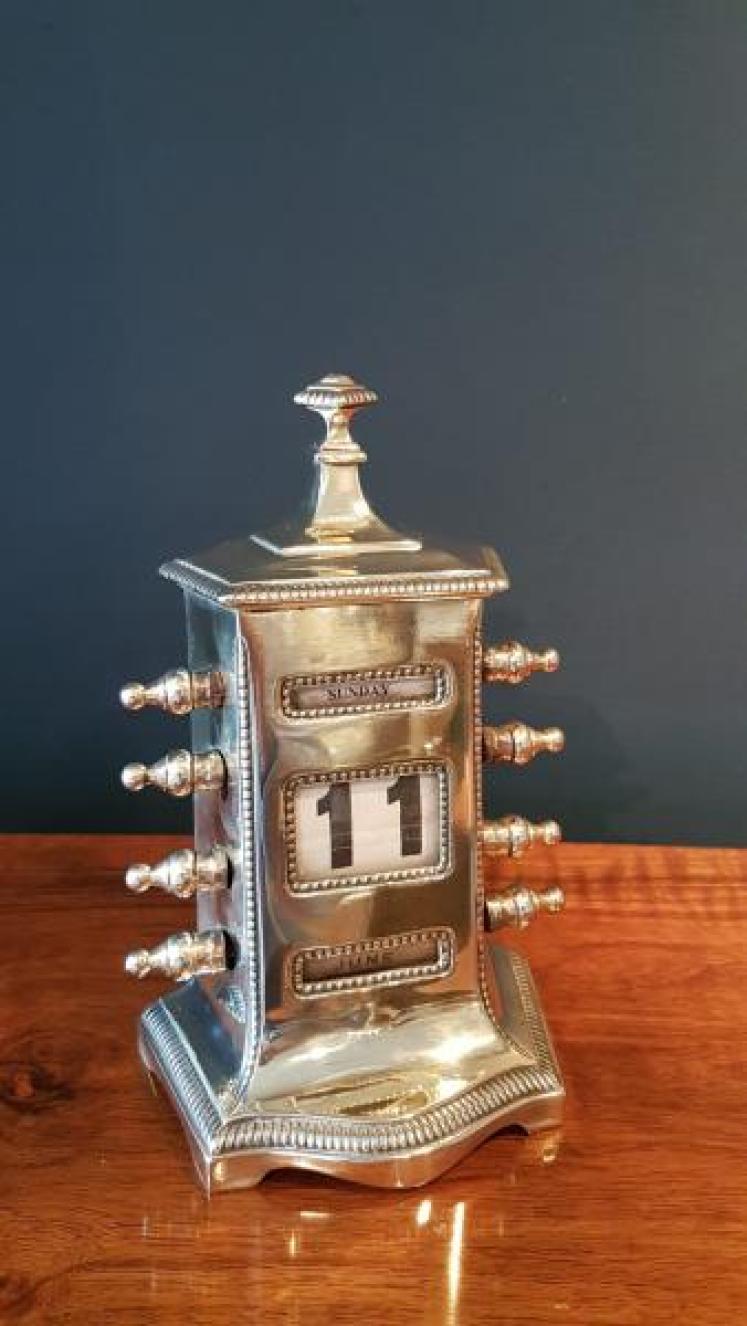 Superb Antique Brass Perpetual Desk Calendar by Tonks - Image 2