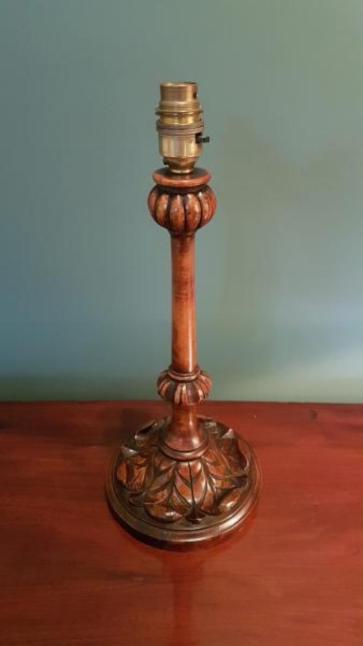 Quality Antique Walnut Table Lamp - Image 1