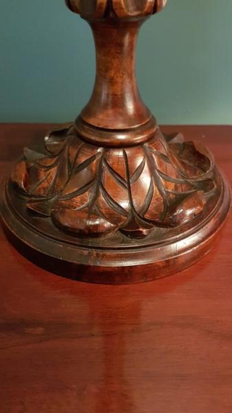 Quality Antique Walnut Table Lamp - Image 4