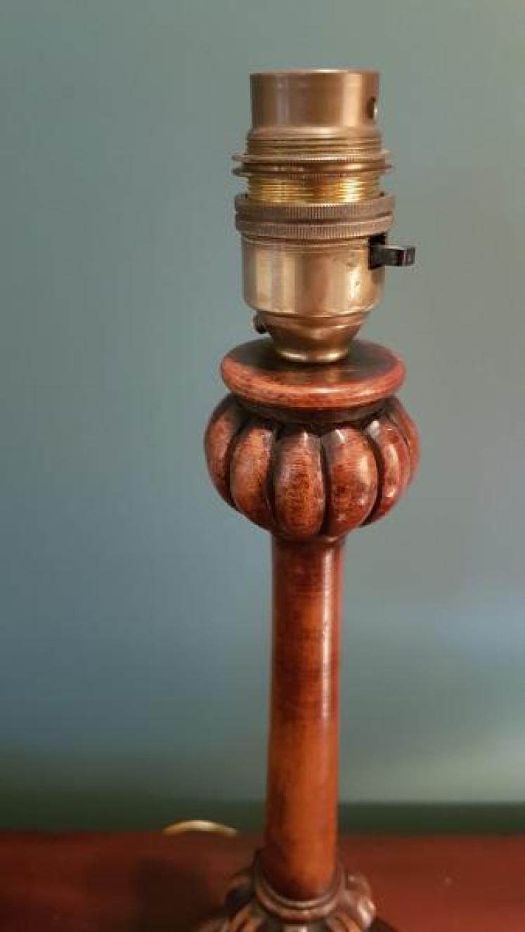 Quality Antique Walnut Table Lamp - Image 5