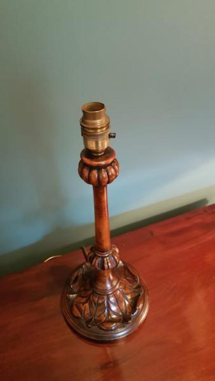 Quality Antique Walnut Table Lamp - Image 6