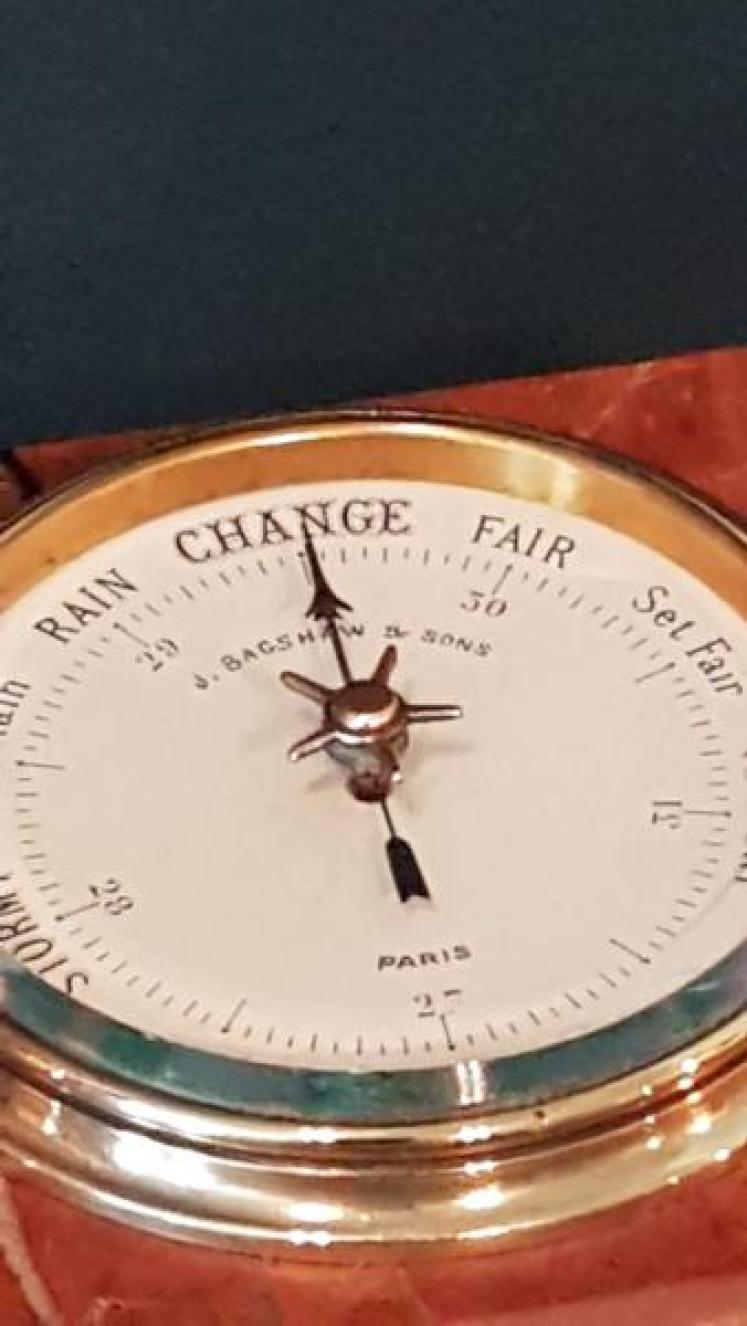  Edwardian Sienna Marble Desk Top Barometer - Image 5
