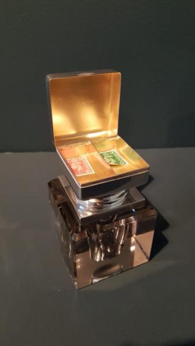 Large Art Deco Silver Ink Well and Stamp Box - Image 3