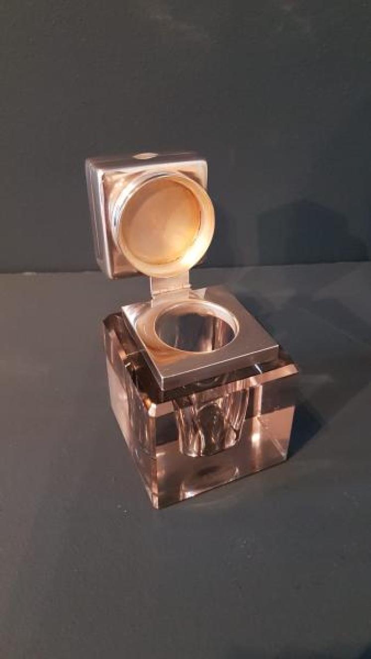 Large Art Deco Silver Ink Well and Stamp Box - Image 4