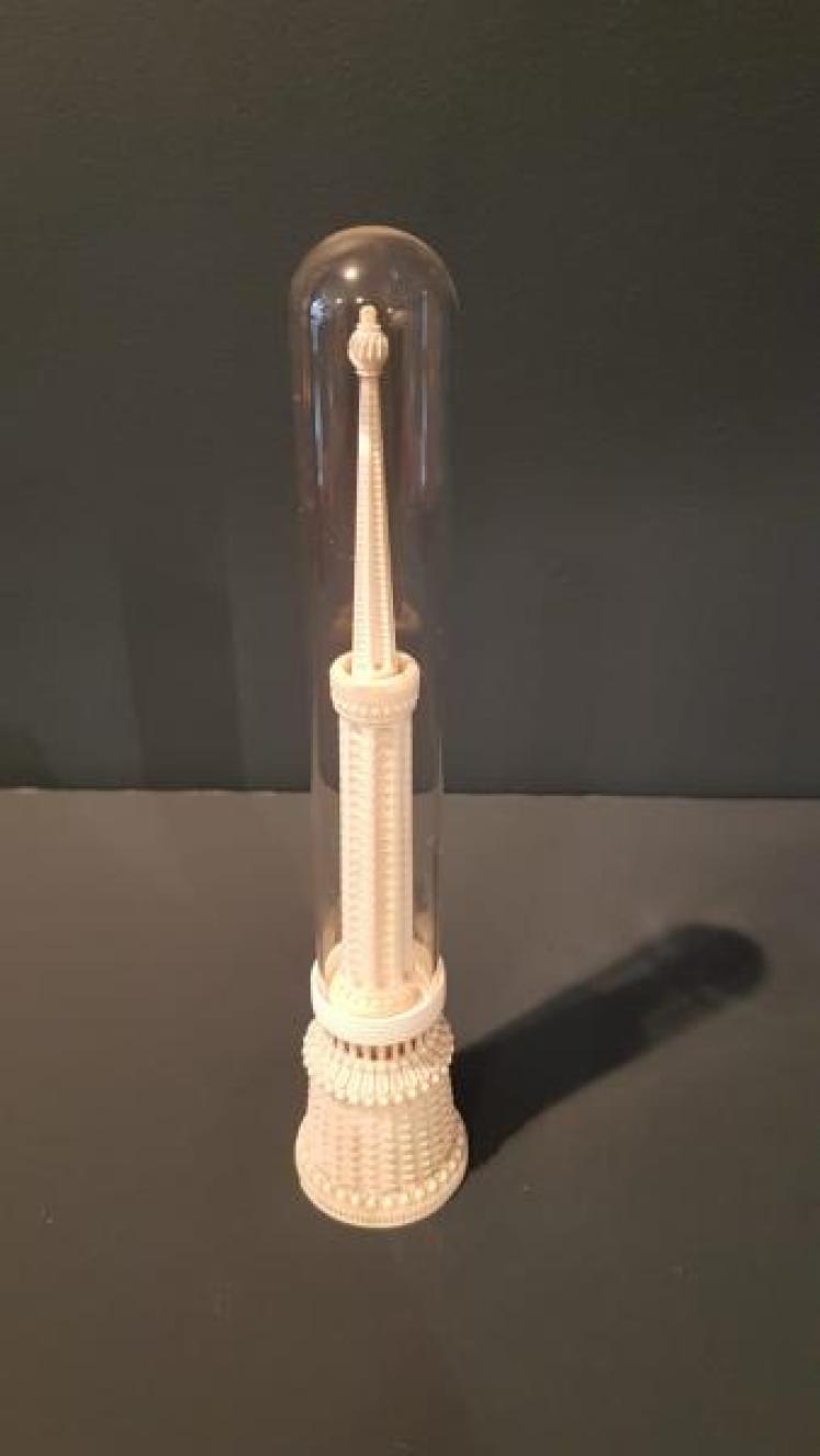 Antique Carved and Turned Bone Desk Thermometer  - Image 1
