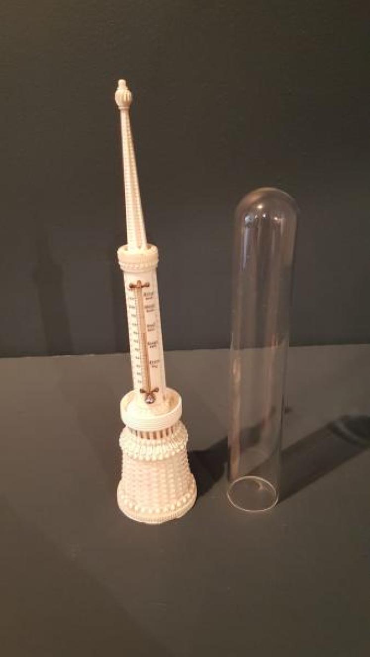 Antique Carved and Turned Bone Desk Thermometer  - Image 2