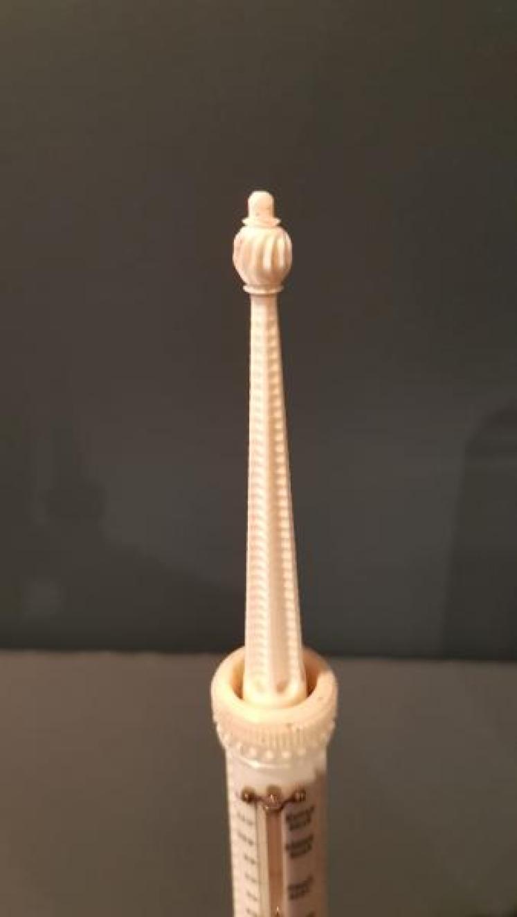 Antique Carved and Turned Bone Desk Thermometer  - Image 3