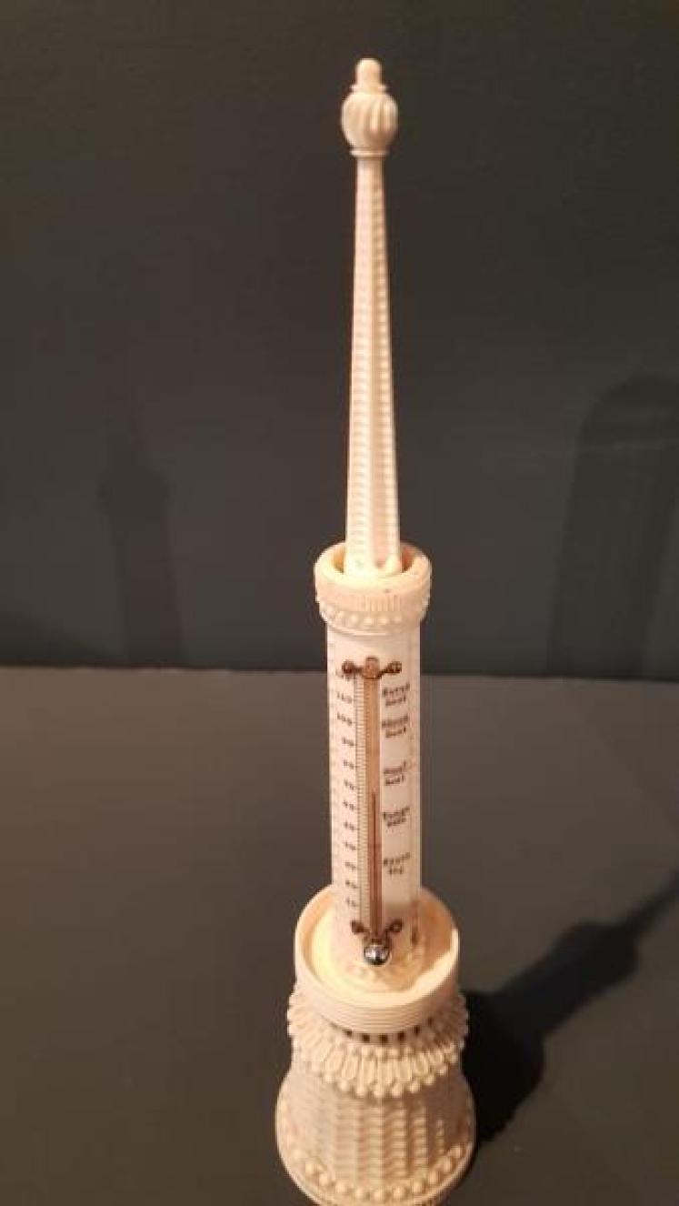 Antique Carved and Turned Bone Desk Thermometer  - Image 6