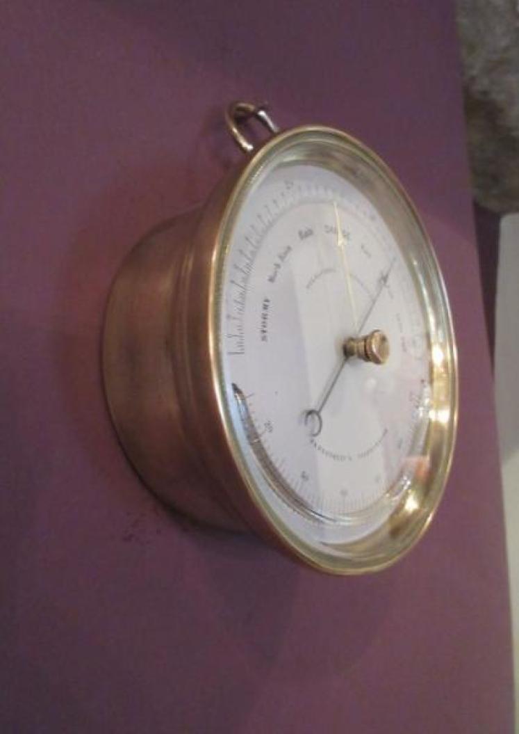 Antique Marine Barometer with Crescent Thermometer - Image 5