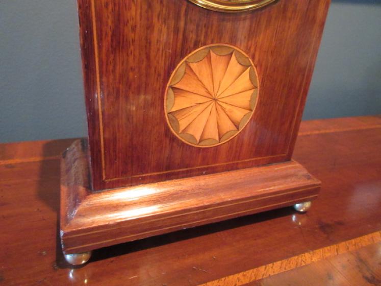Antique Sheraton Inlaid Arched Top Mantel Clock - Image 4