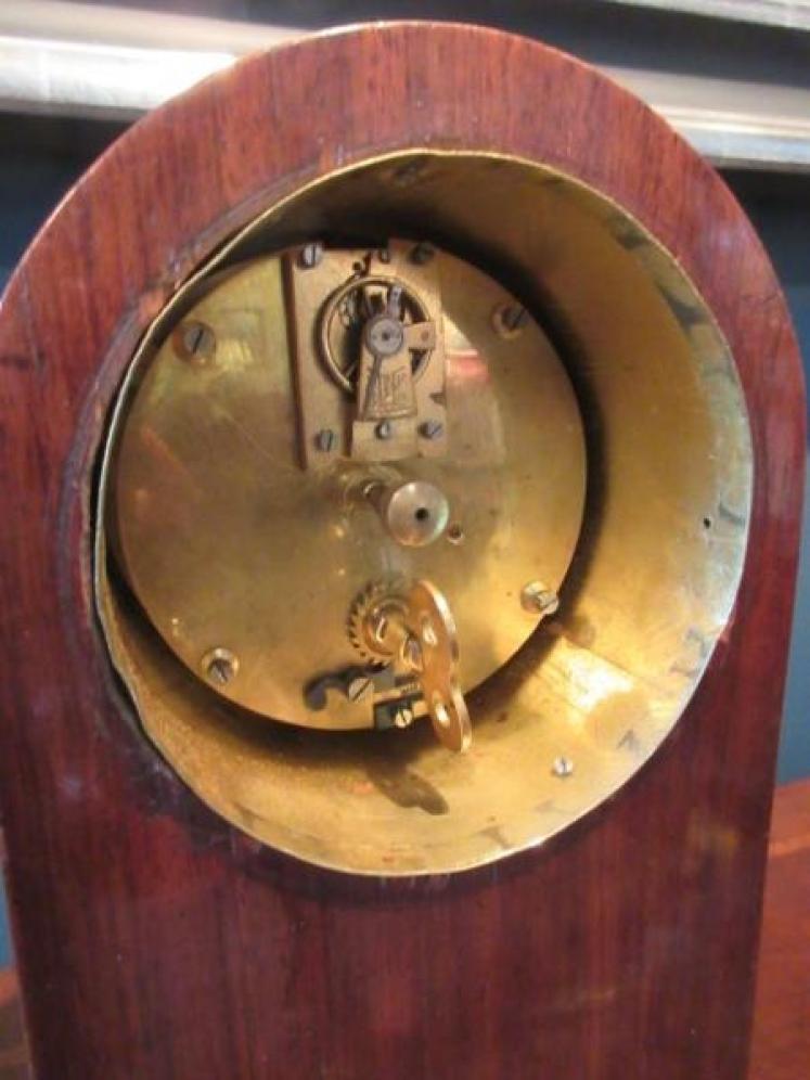 Antique Sheraton Inlaid Arched Top Mantel Clock - Image 5
