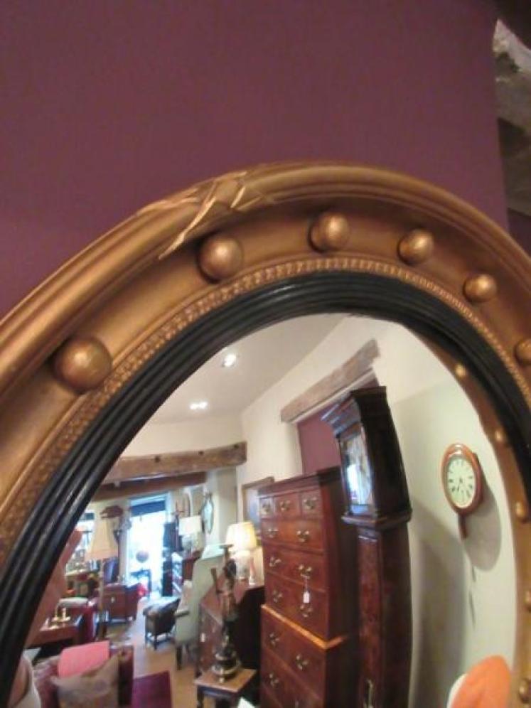 Antique Plaster & Timber Gilt Convex Wall Mirror - Image 3