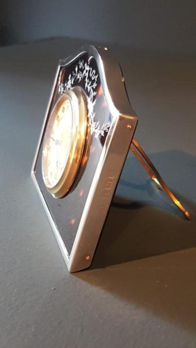 George V Silver and Tortoise Shell Table Clock - Image 5