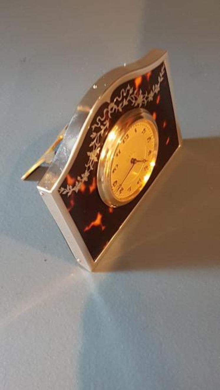 George V Silver and Tortoise Shell Table Clock - Image 7