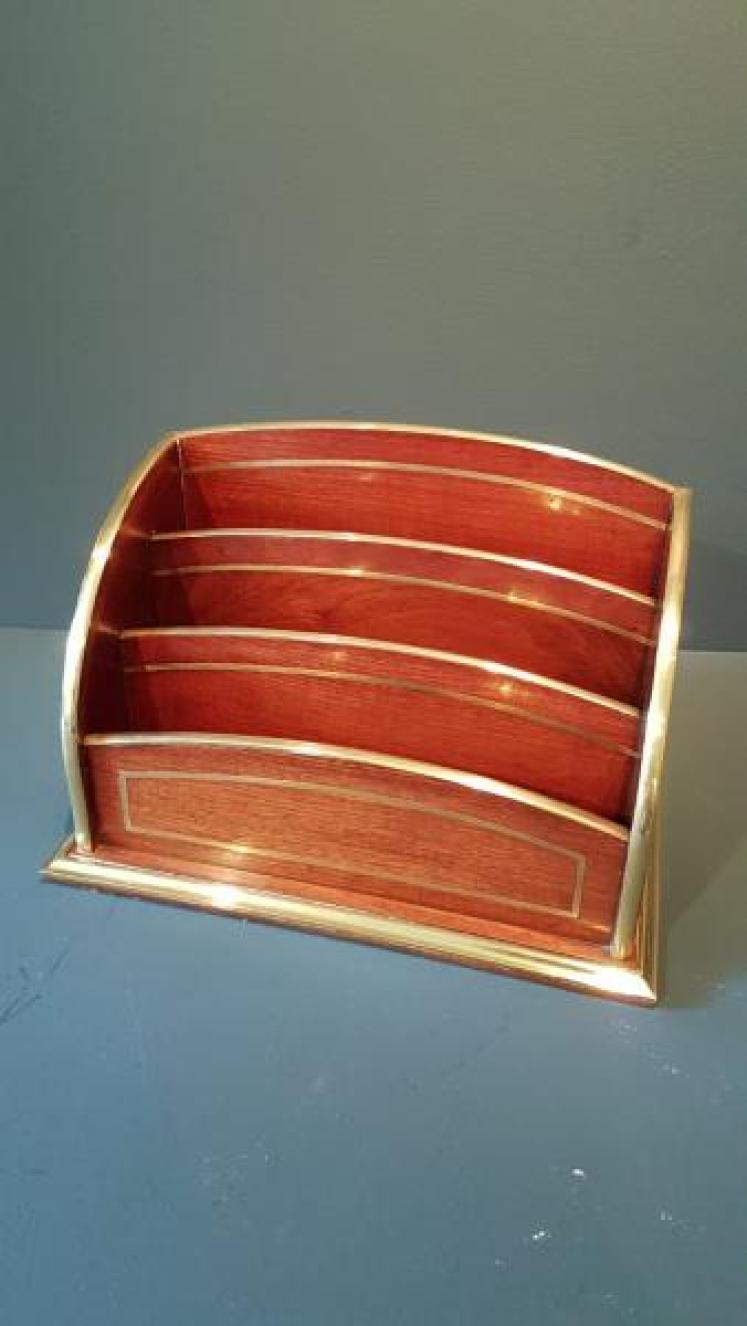 Superb Victorian Mahogany Brass Bound Letter Rack - Image 1