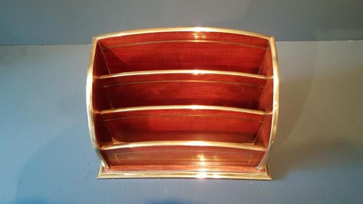 Superb Victorian Mahogany Brass Bound Letter Rack - Image 3