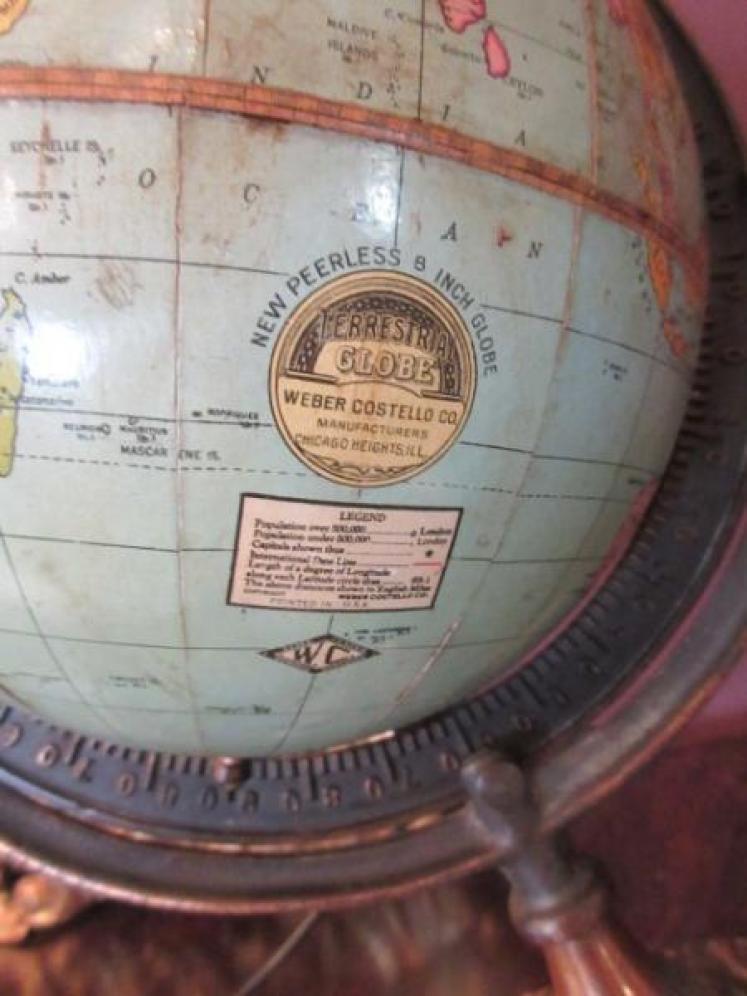 Antique 8" Papier Mache 'Peerless' Terrestrial Globe - Image 3