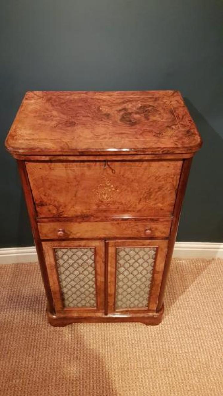 Victorian Inlaid Walnut Secretaire Music Cabinet - Image 2