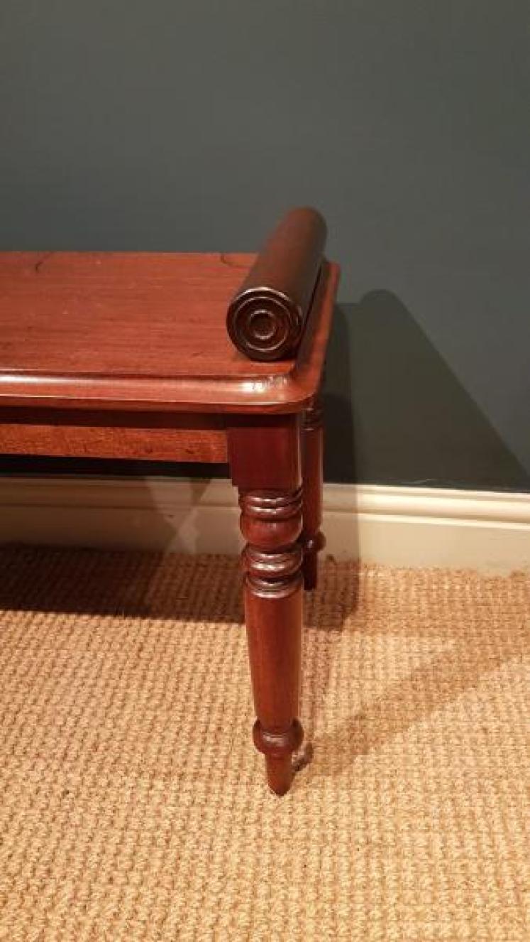 Early Victorian Mahogany Hall Bench - Image 5